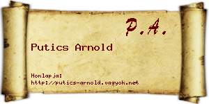Putics Arnold névjegykártya